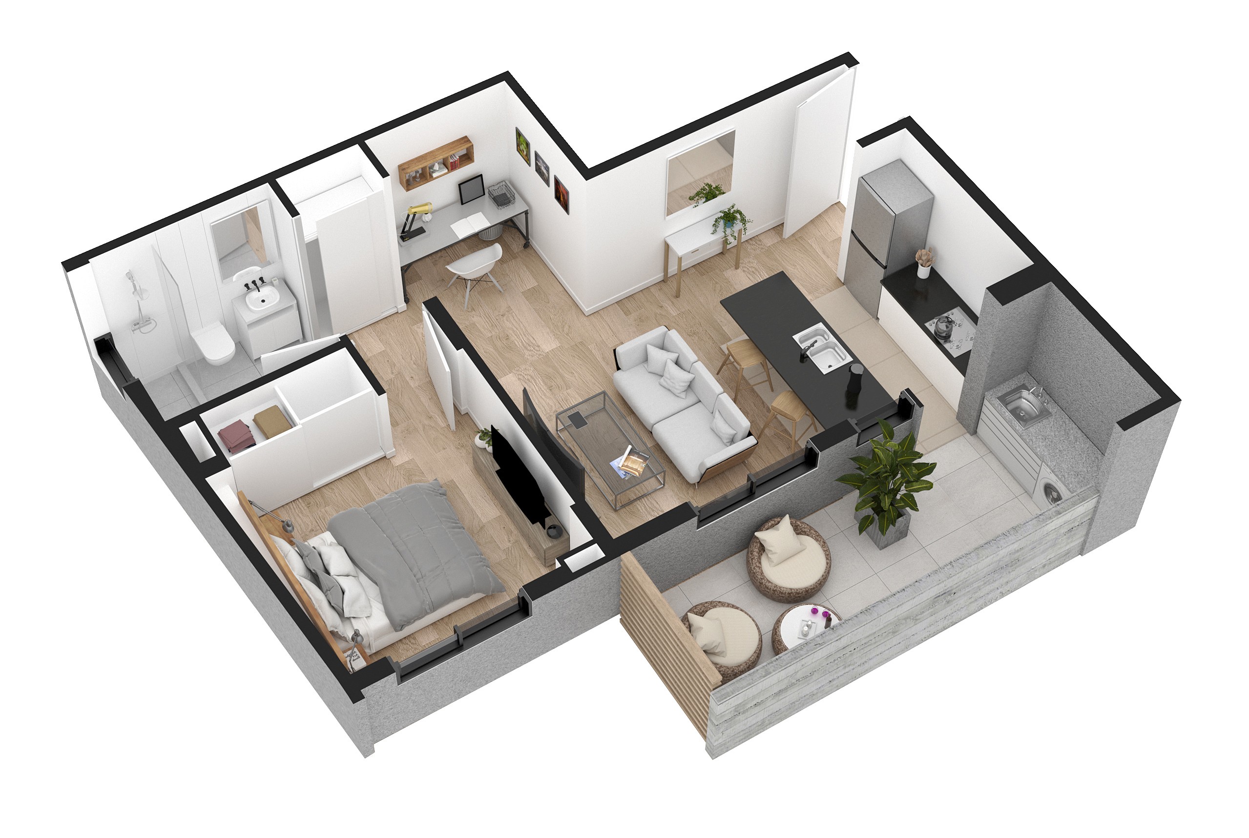 2 Ambientes con patio